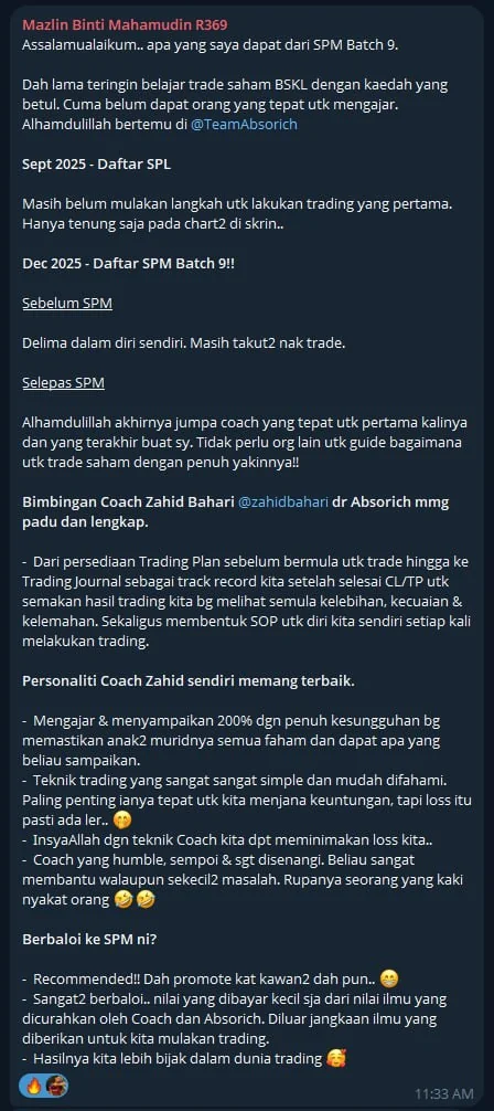 Testimoni Mazlin Binti Mahamudin, student SPM Batch 9